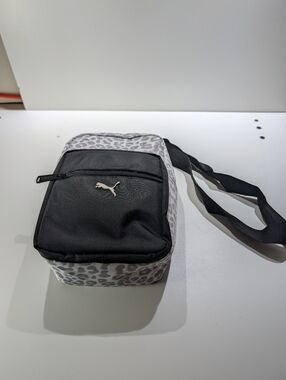 Puma Black and Light Gray Leopard-Accent Crossbody